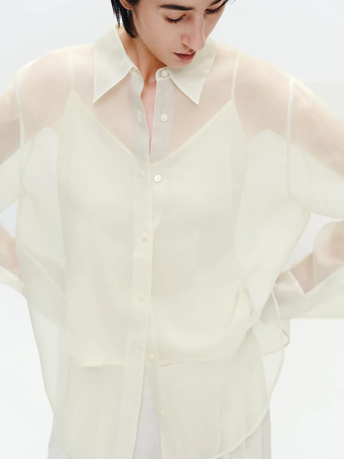 100% Silk Sheer Loose-Fit Shirts - Image 5