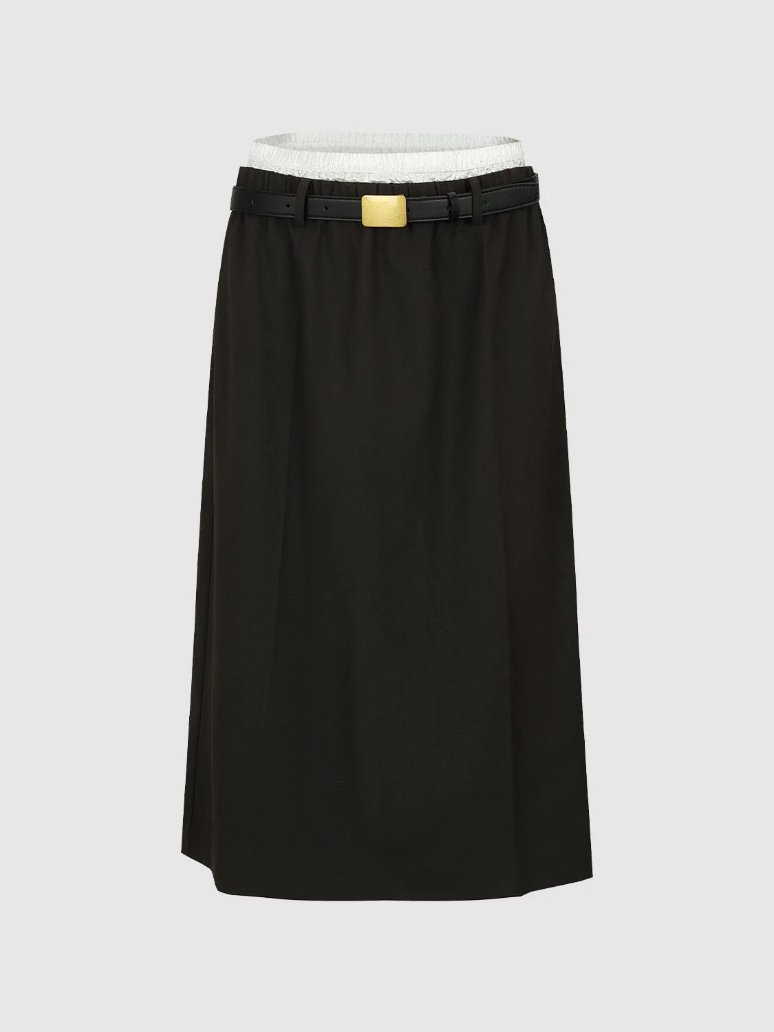 2 In 1 Belted Tailored Straight Midi Skirts - Image 2