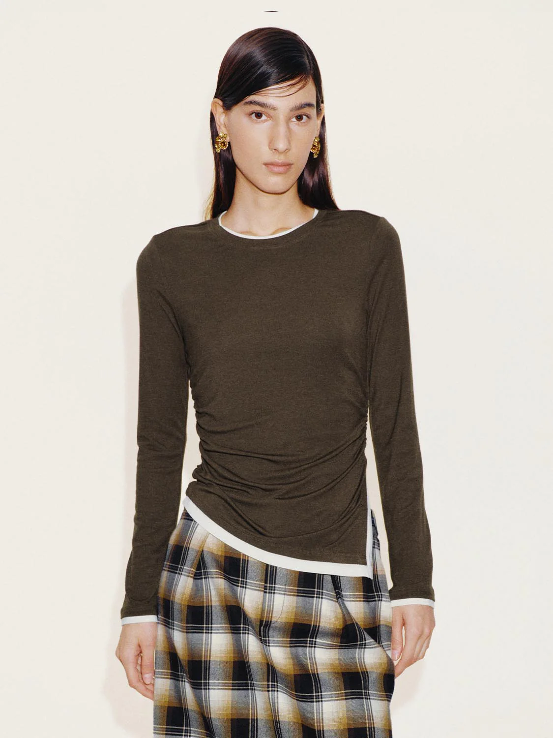 2 In 1 Cinched Waist Long Sleeve T-Shirts - Image 18