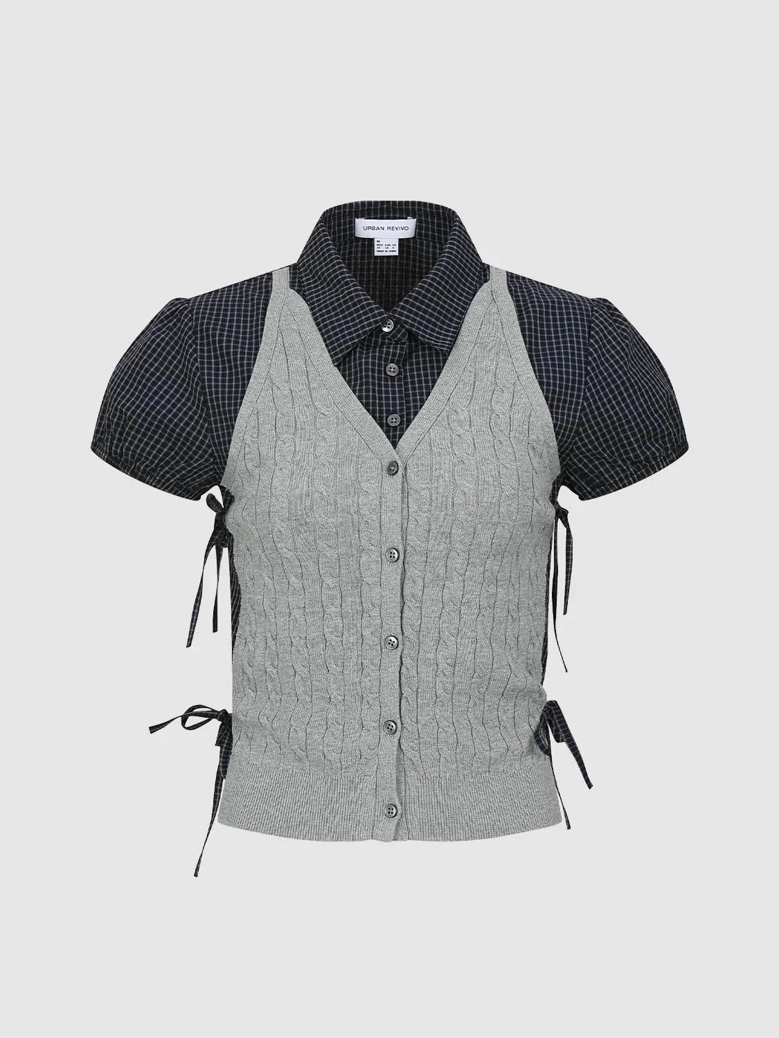 2 In 1 Contrast Bow Detail Knitted T-Shirts - Image 7