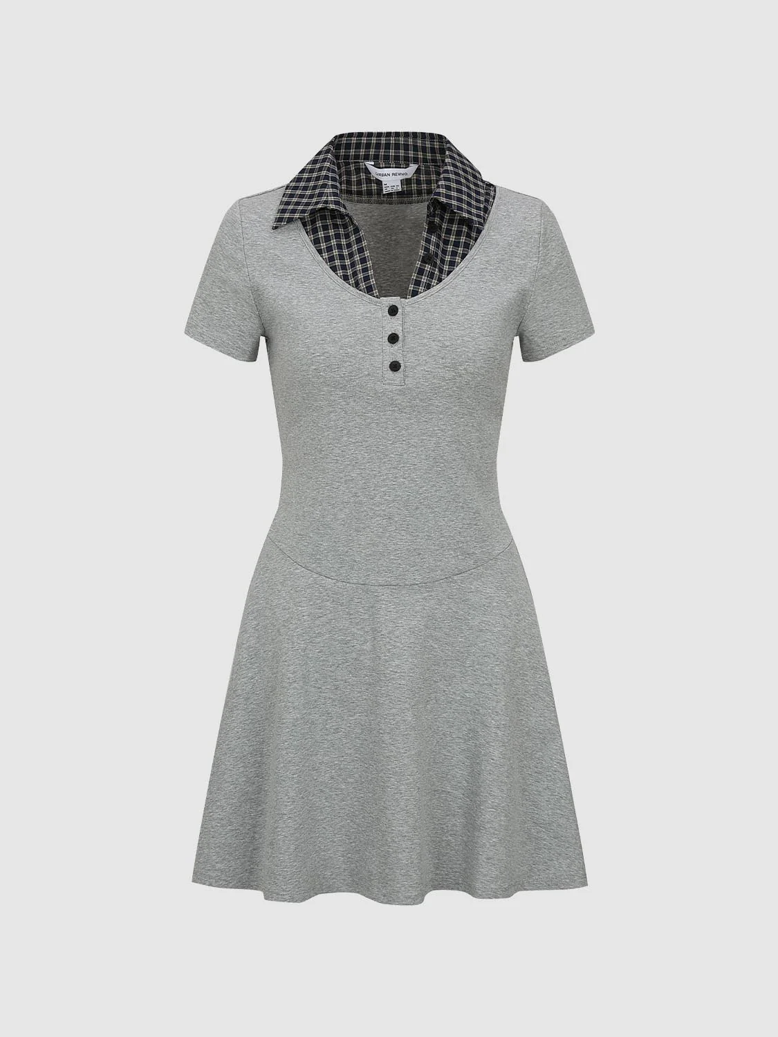2 In 1 Contrast Henley Neck A-Line Midi Dresses