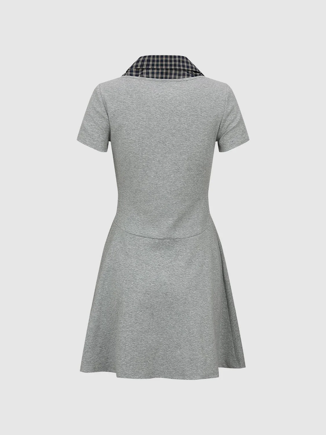 2 In 1 Contrast Henley Neck A-Line Midi Dresses - Image 2