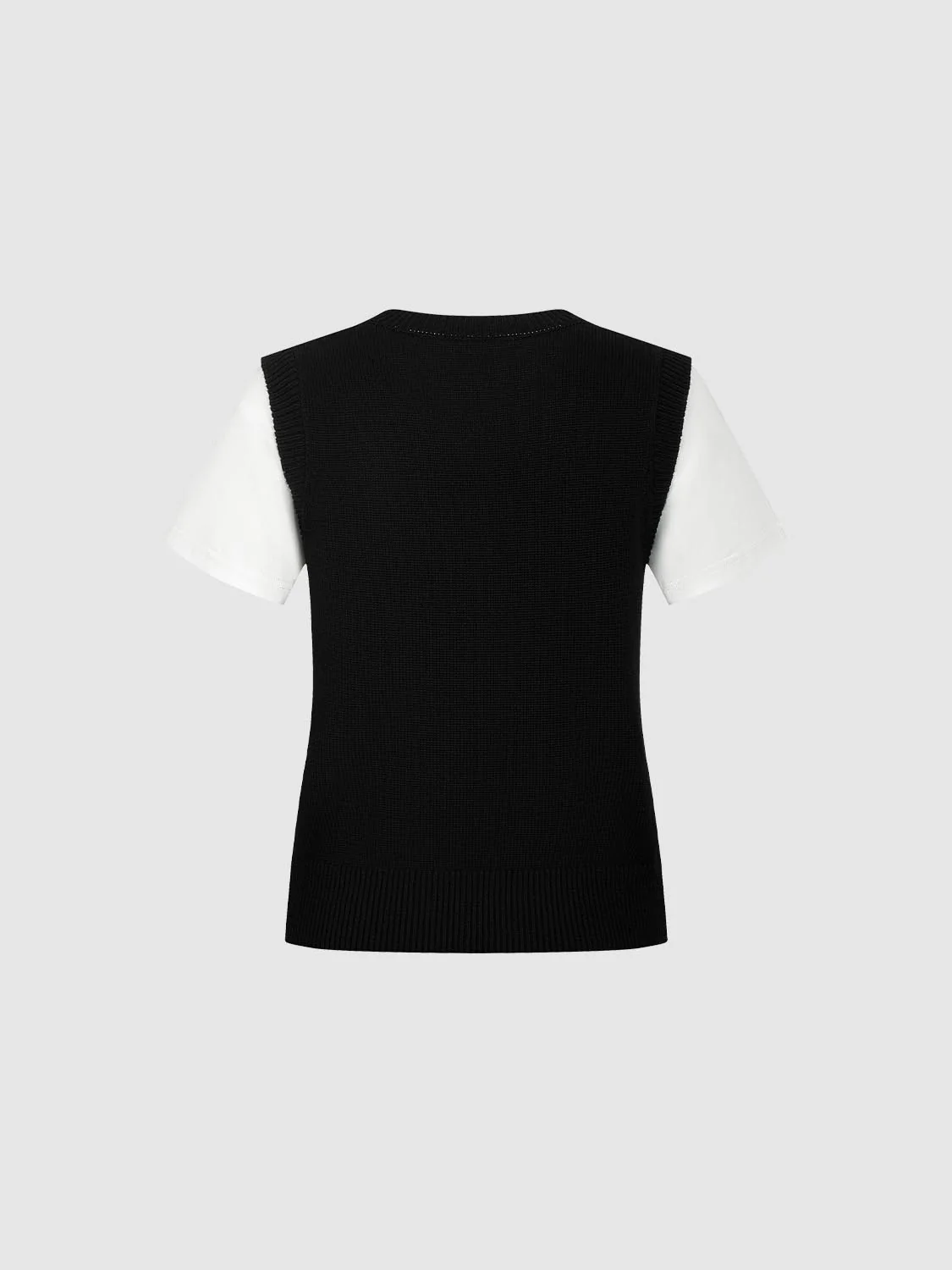 2 In 1 Contrast Knitted T-Shirts - Image 5