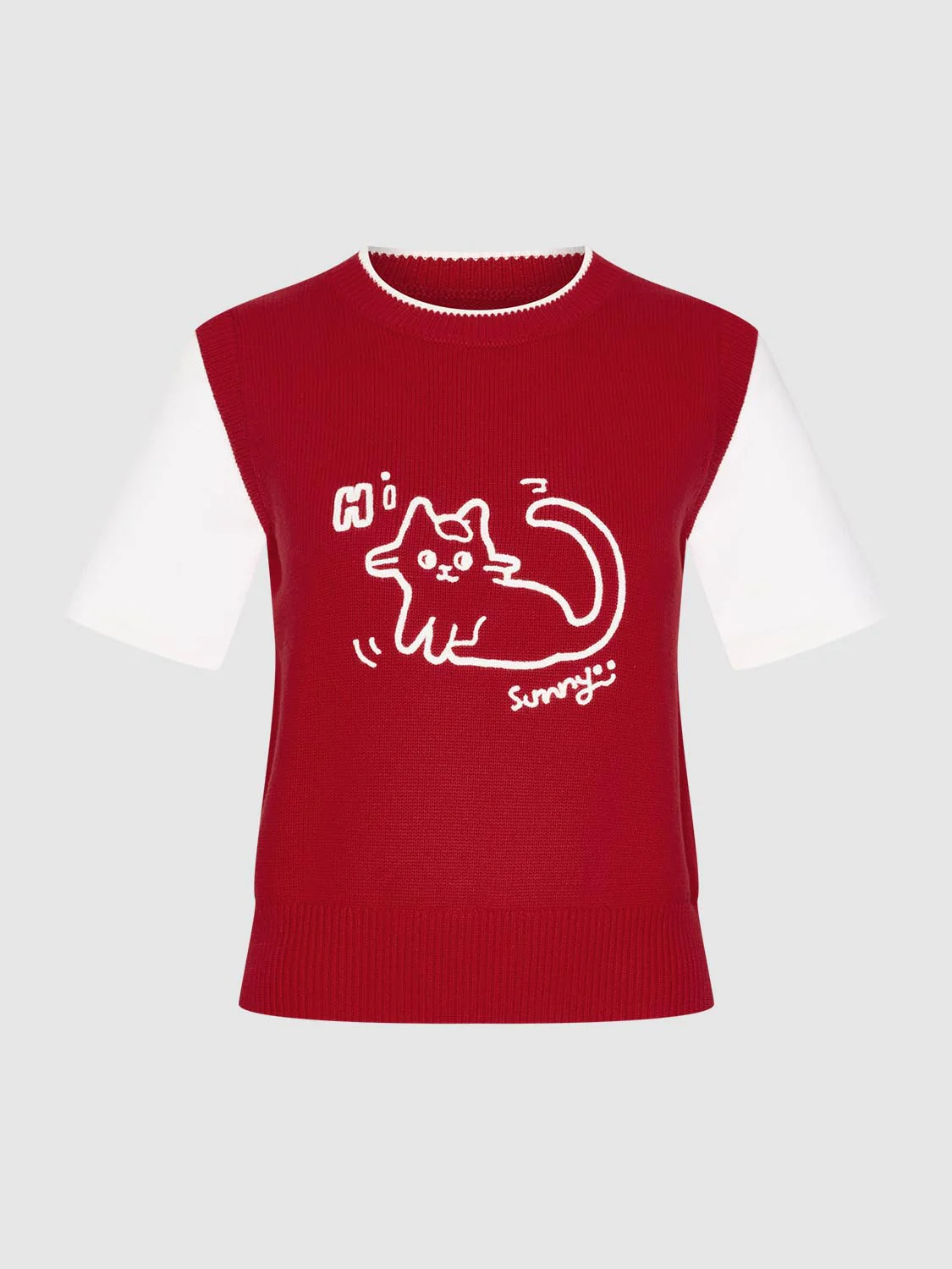 2 In 1 Contrast Knitted T-Shirts - Image 7