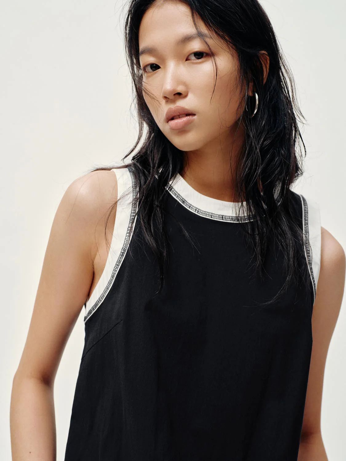 2 In 1 Contrast Ruffle Hem A-Line Mini Dresses - Image 3