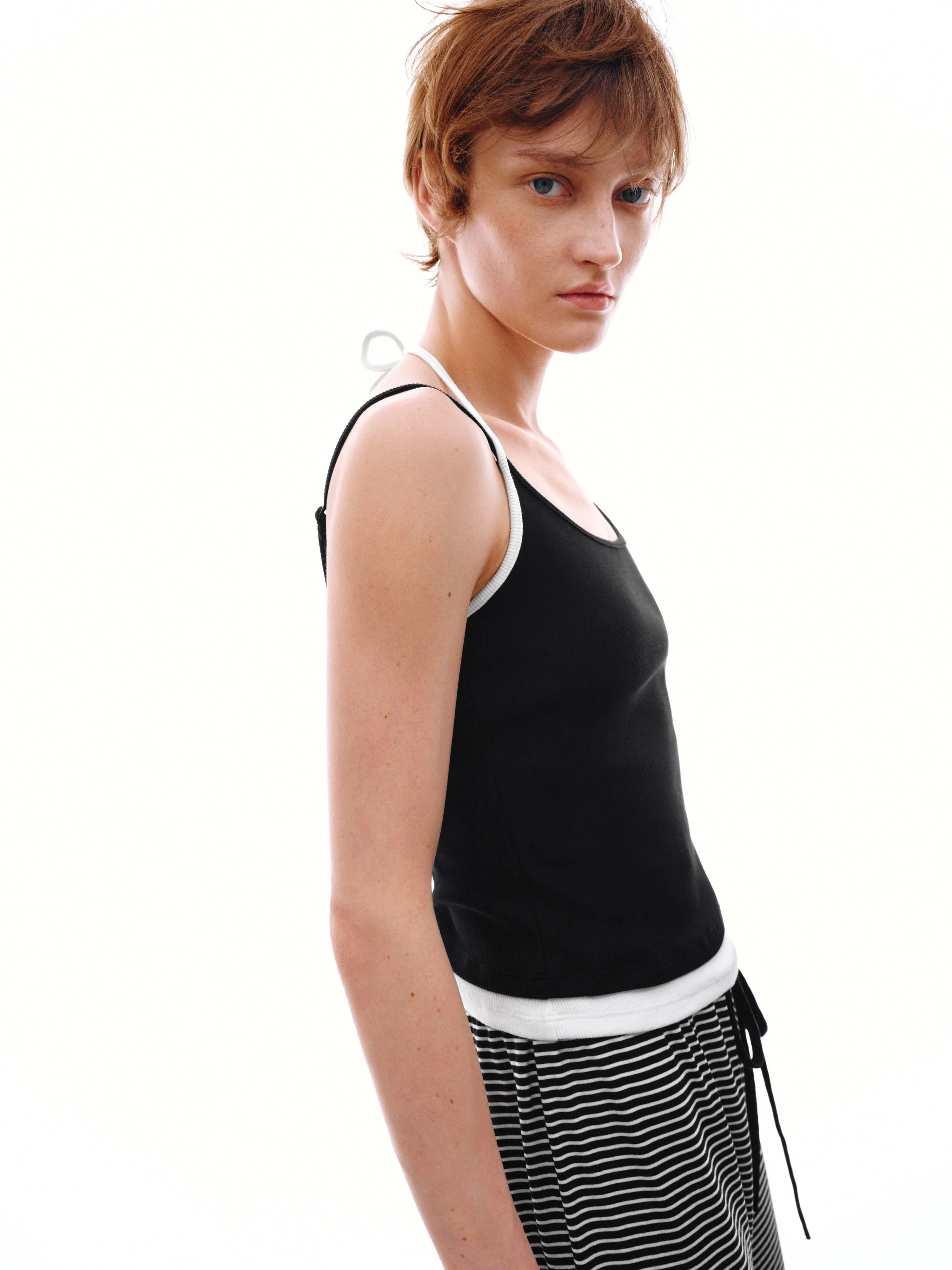 2 In 1 Contrast Tie Detail Strappy Tank Tops - Image 5