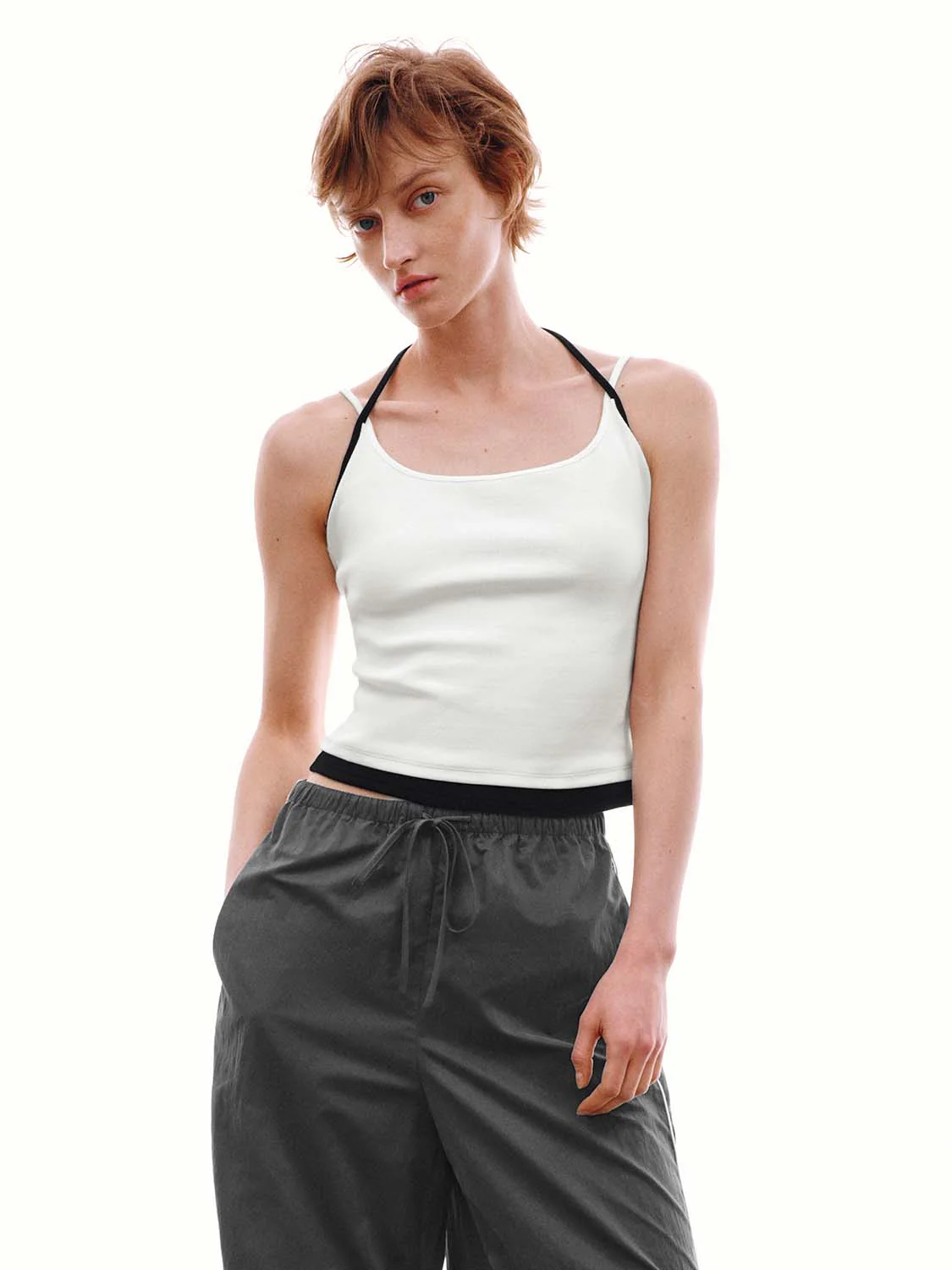 2 In 1 Contrast Tie Detail Strappy Tank Tops - Image 7