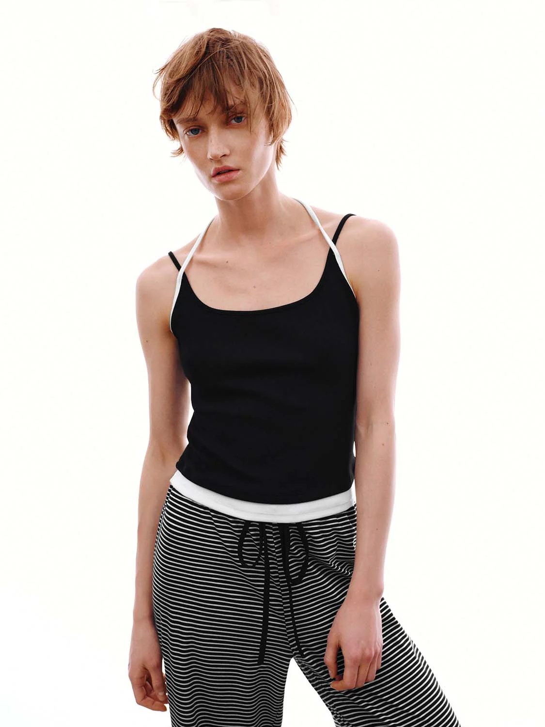 2 In 1 Contrast Tie Detail Strappy Tank Tops - Image 8