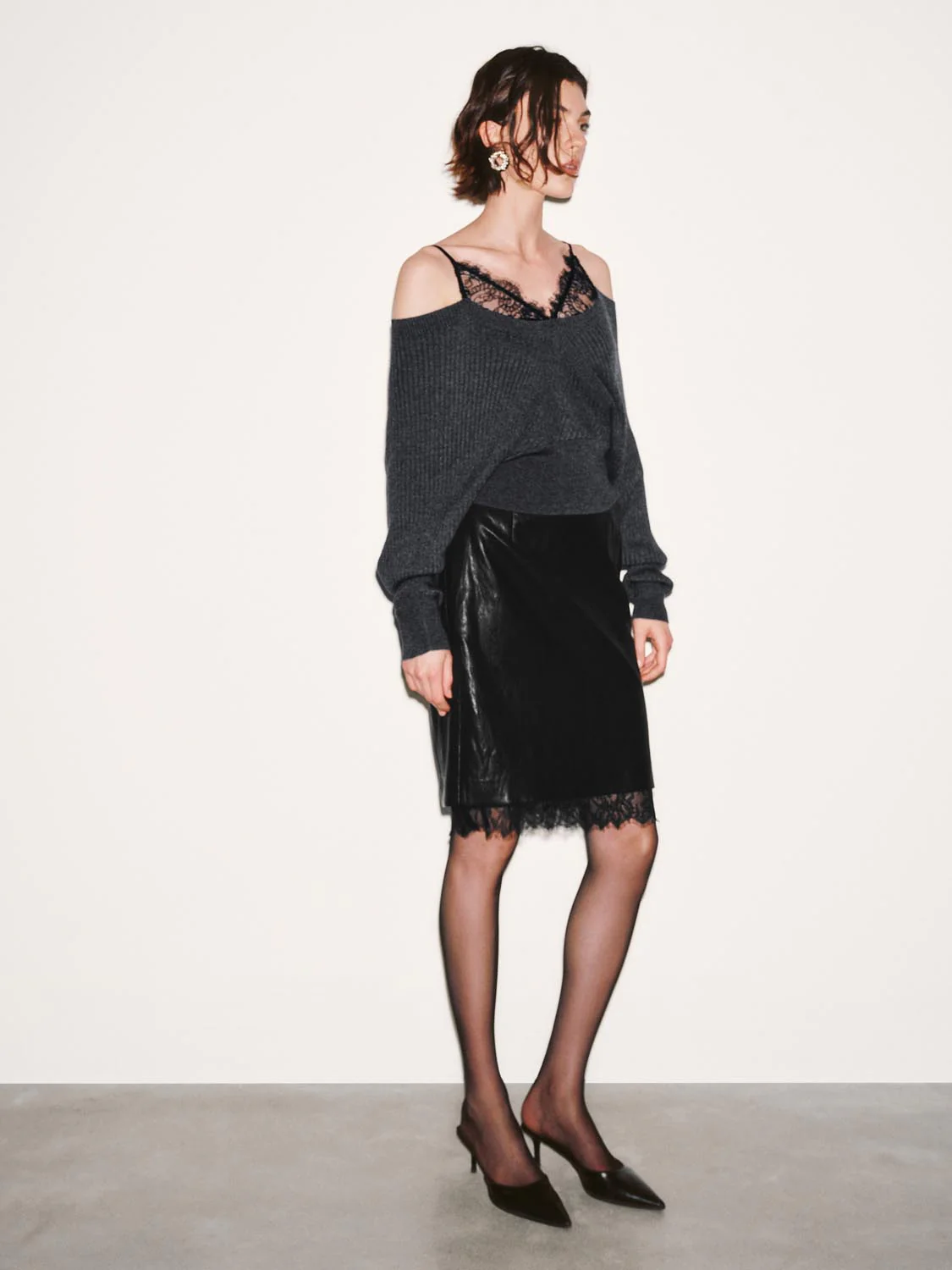 2 In 1 Laced Strappy Long Sleeve Knitted T-Shirts - Image 5