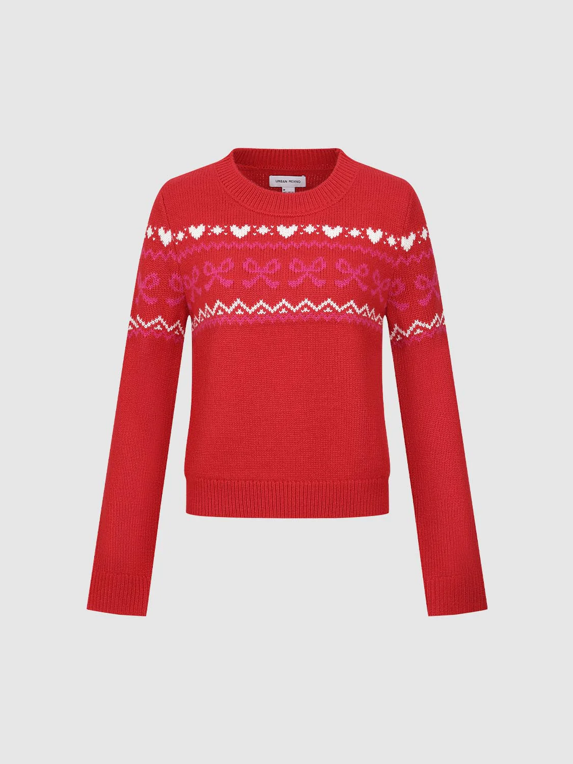 Balloon Hem Intarsia Long Sleeve Knitted T-Shirts - Image 7