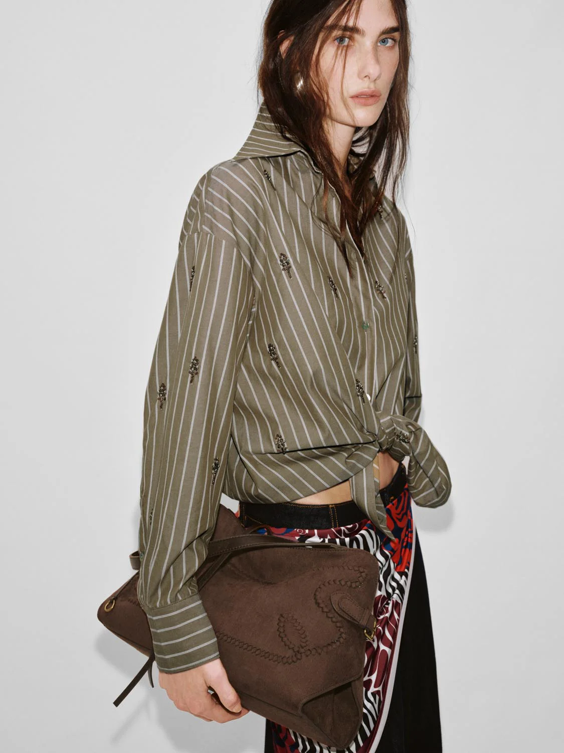 Beaded Striped Loose-Fit Shirts - Image 2