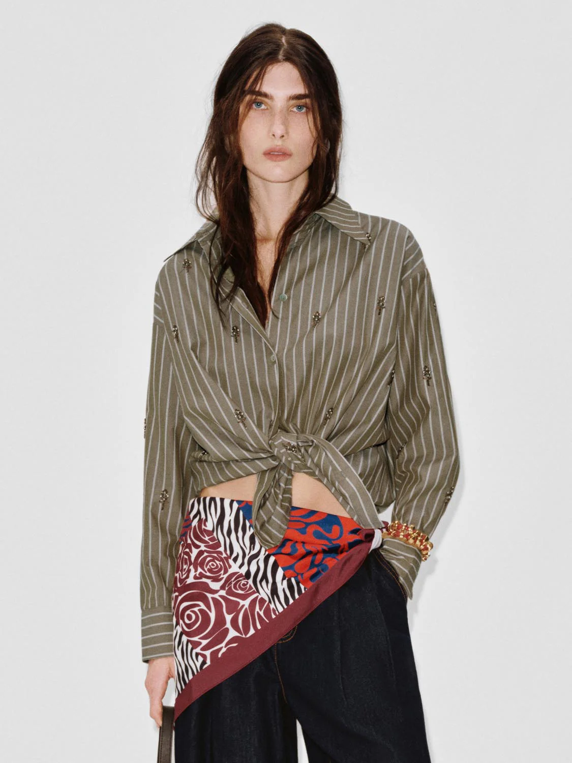 Beaded Striped Loose-Fit Shirts - Image 9