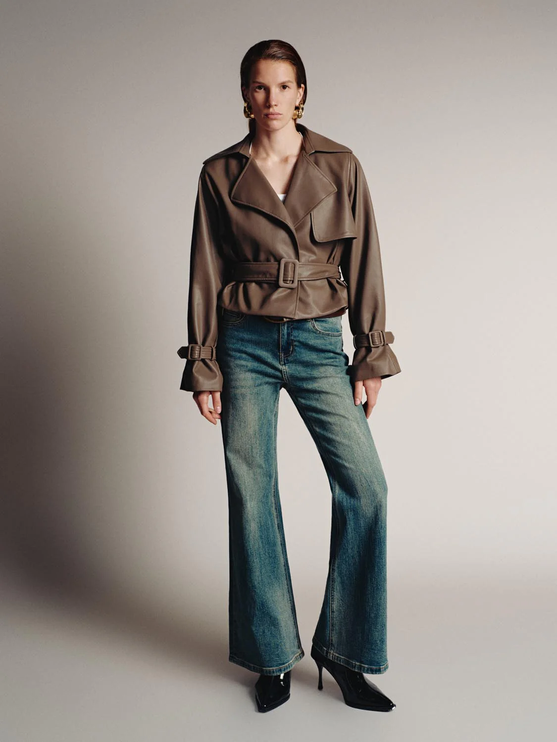 Belt Detail Vegan Leather Jackets - Image 3