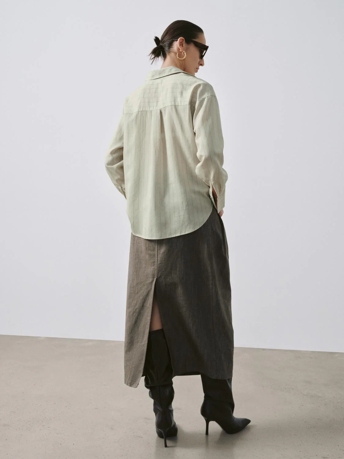 Belted Balloon Denim Midi Skirts - Image 4