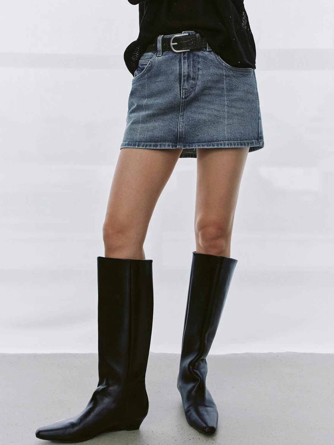 Belted Denim Mini Skirts - Image 4