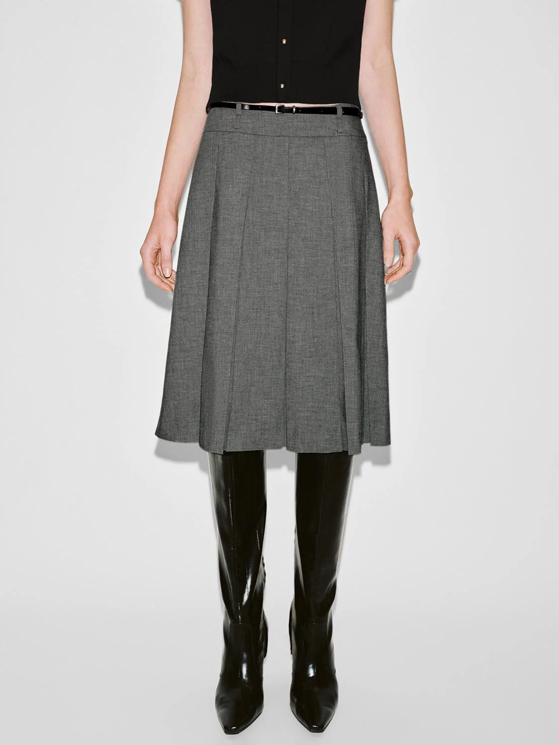 Belted Pleated A-Line Mini Skirts - Image 18