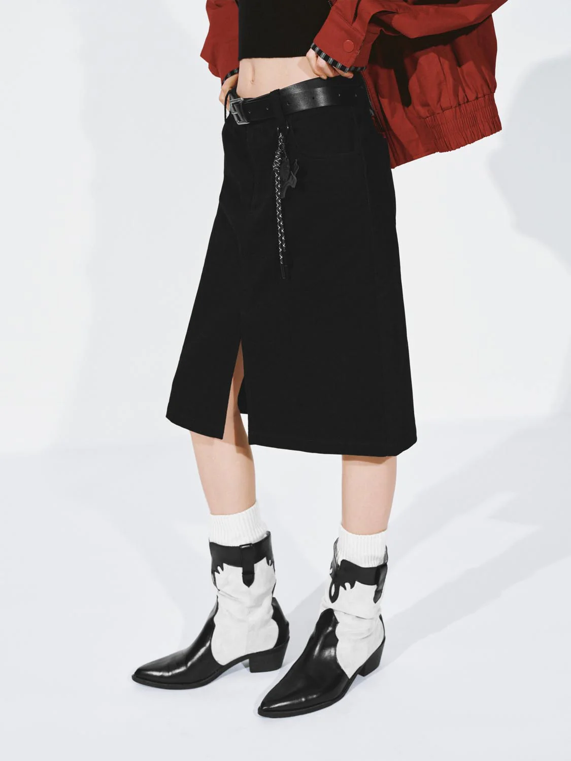 Belted Straight Midi Skirts - Image 3