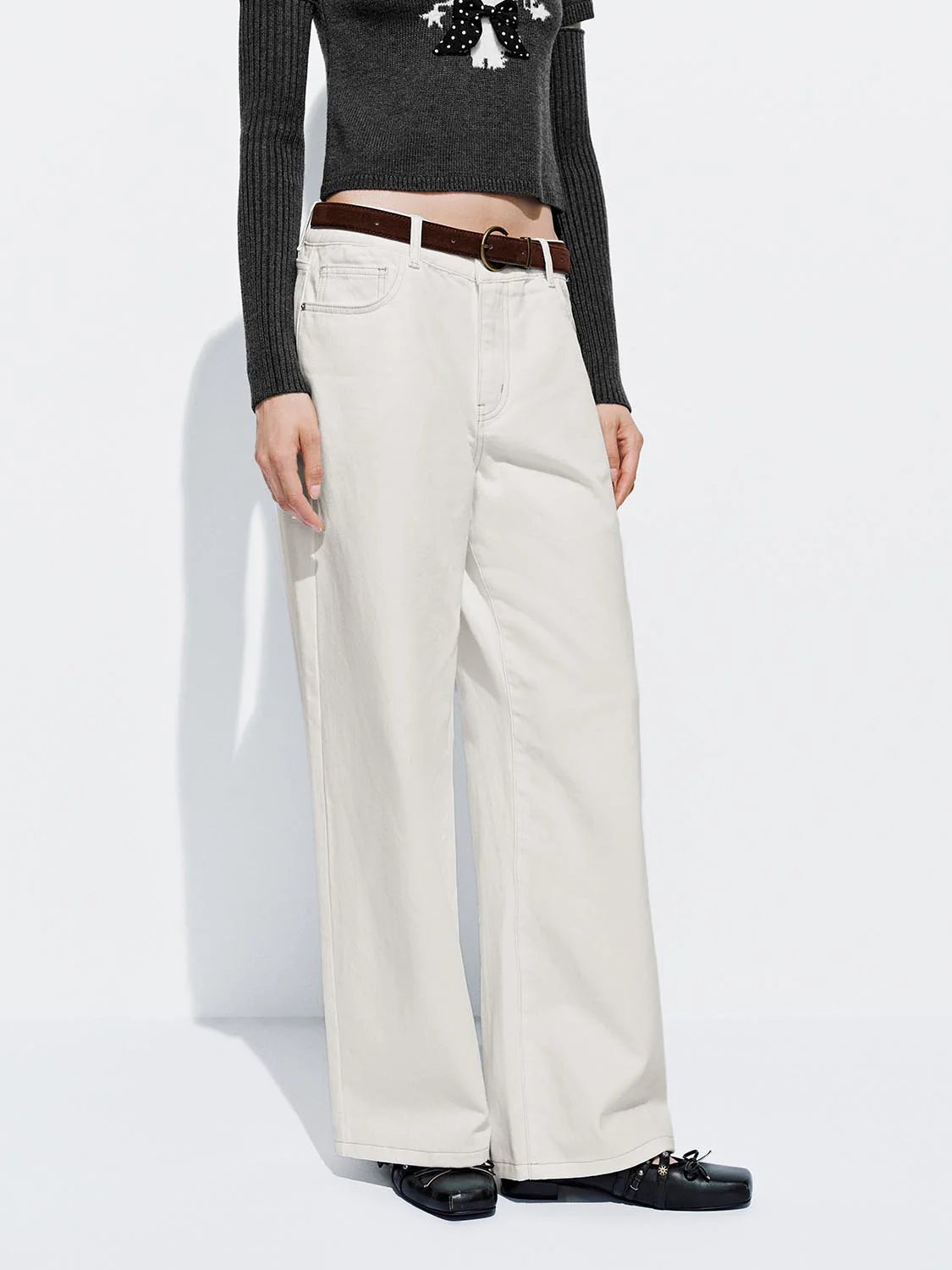 Belted Wide Leg Jeans - Image 3