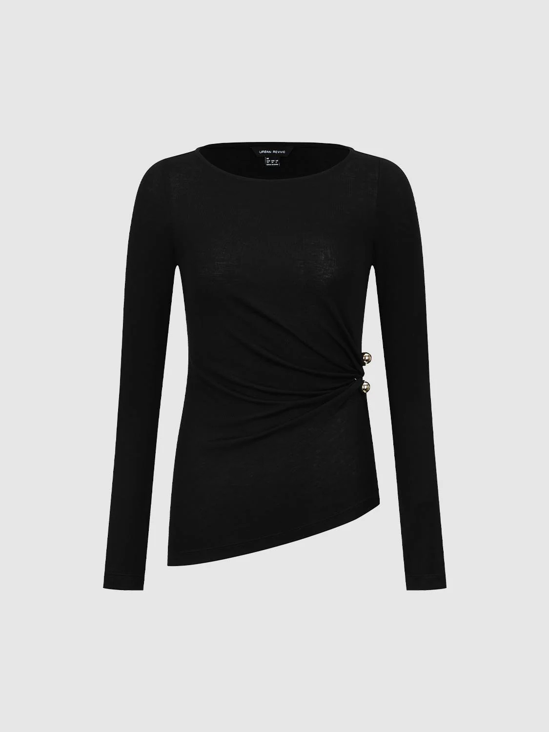 Boat Neck Cinched Waist Long Sleeve T-Shirts - Image 7