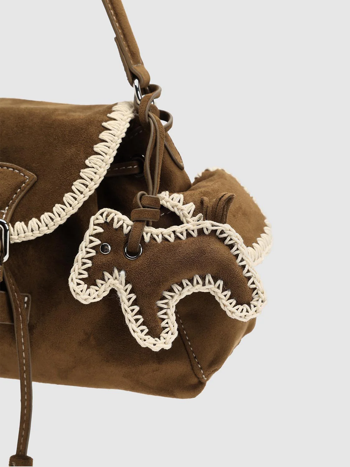 Braid Trim Pony Handle Shoulder Bags - Image 6