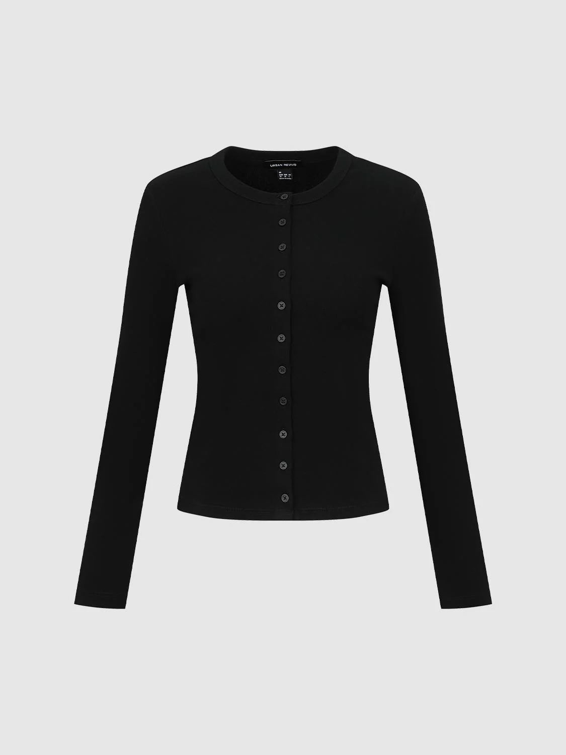Button Detail Crew Neck Long Sleeve Skinny Fit T-Shirts - Image 23