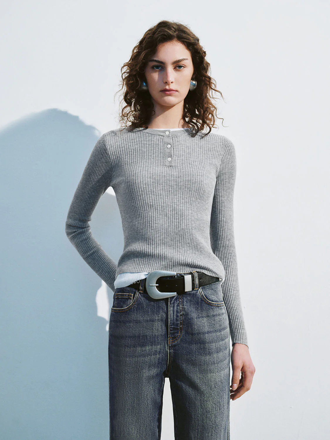 Button Half Placket Knitted T-Shirts - Image 21