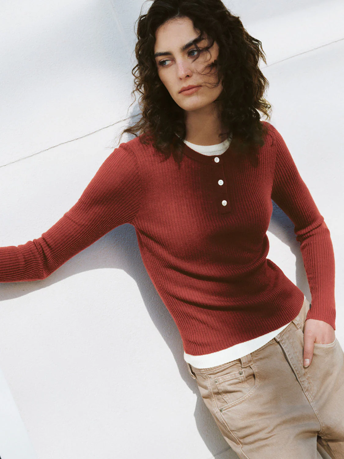 Button Half Placket Knitted T-Shirts - Image 3