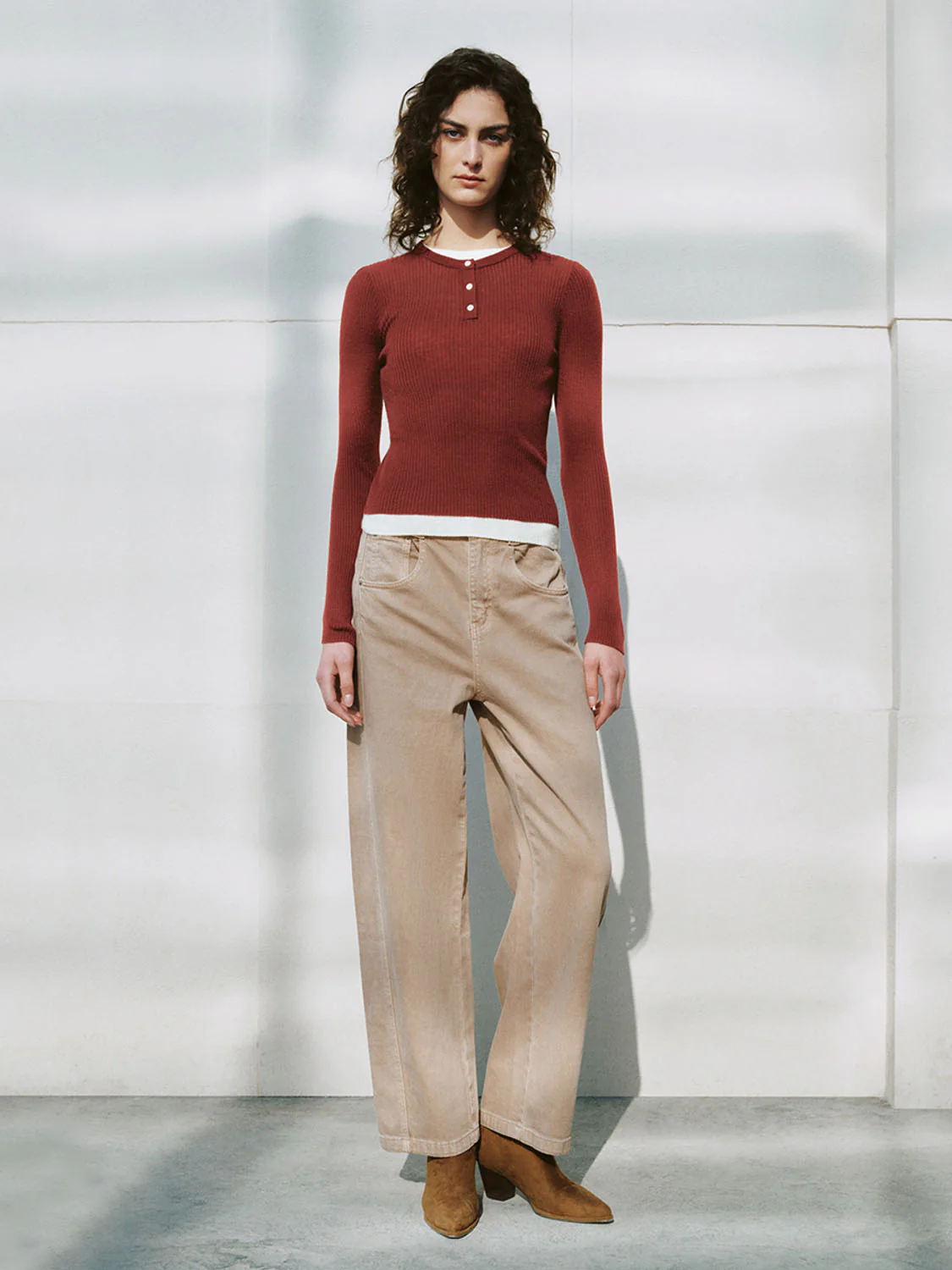 Button Half Placket Knitted T-Shirts - Image 4