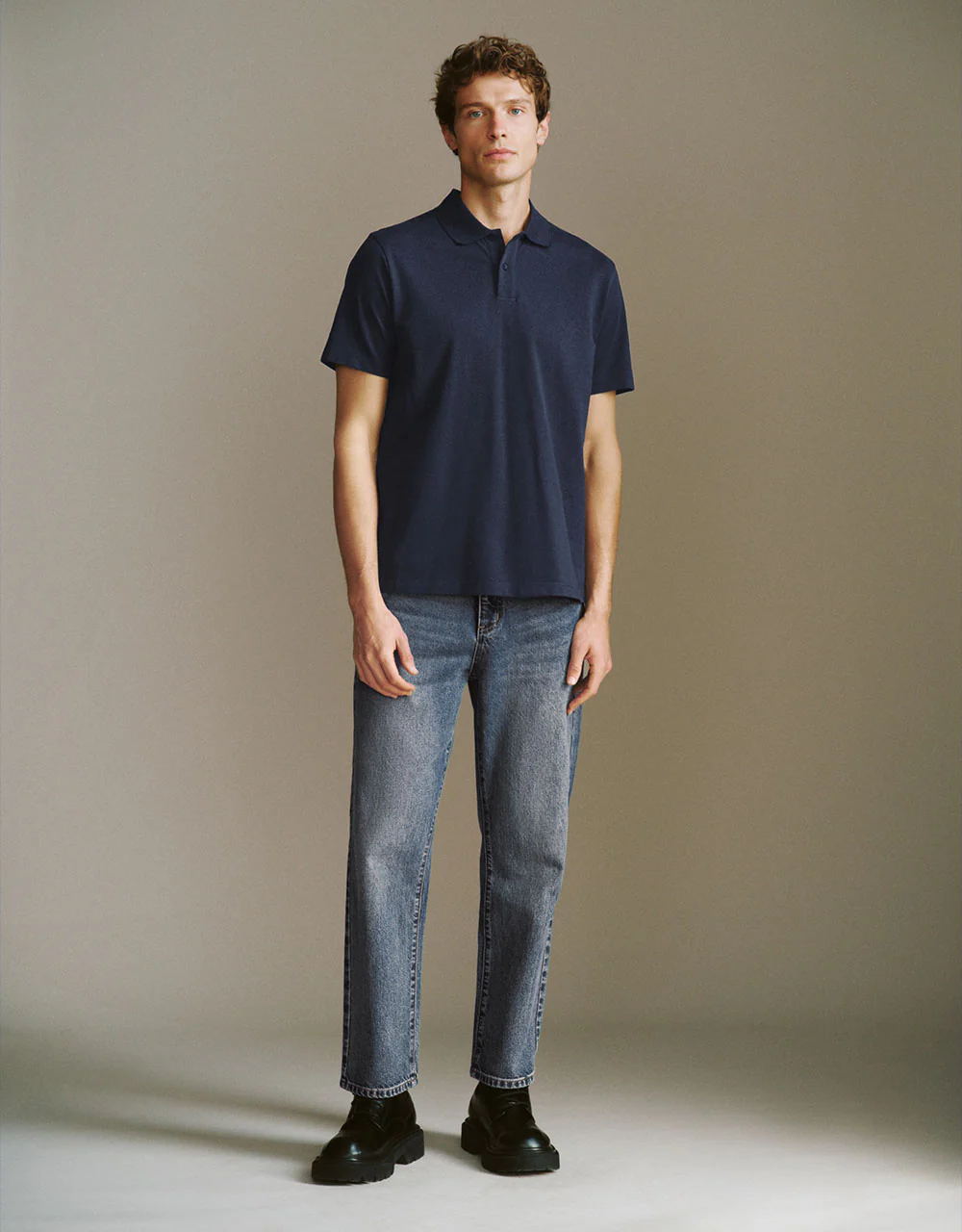 Button Half Placket Straight Polo Shirt - Image 32