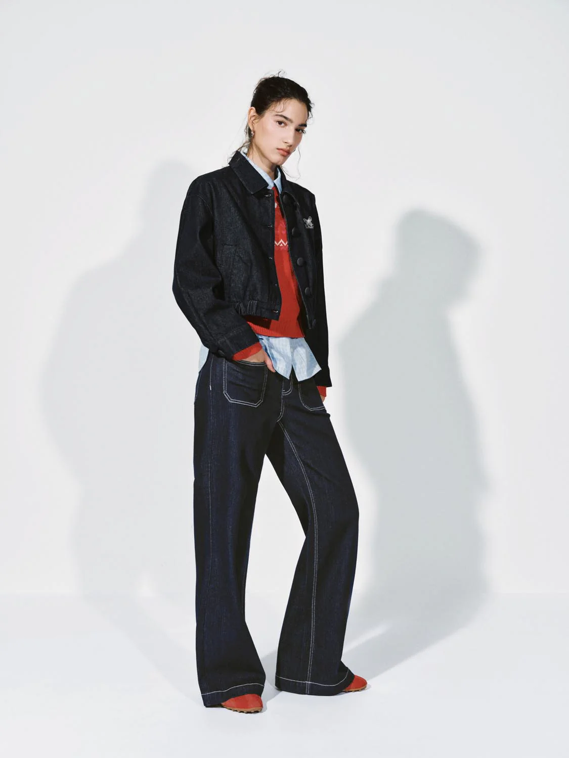 Button Up Denim Bomber Jackets - Image 4