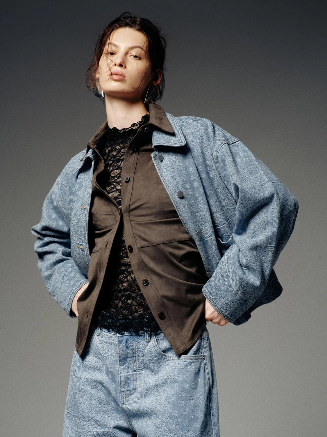 Button Up Seamed Denim Jackets - Image 9