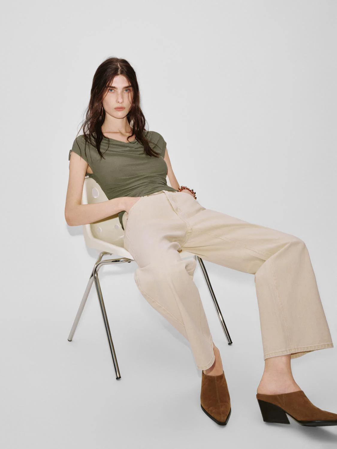Capped Sleeve Cowl Neck Ruched T-Shirts - Image 2