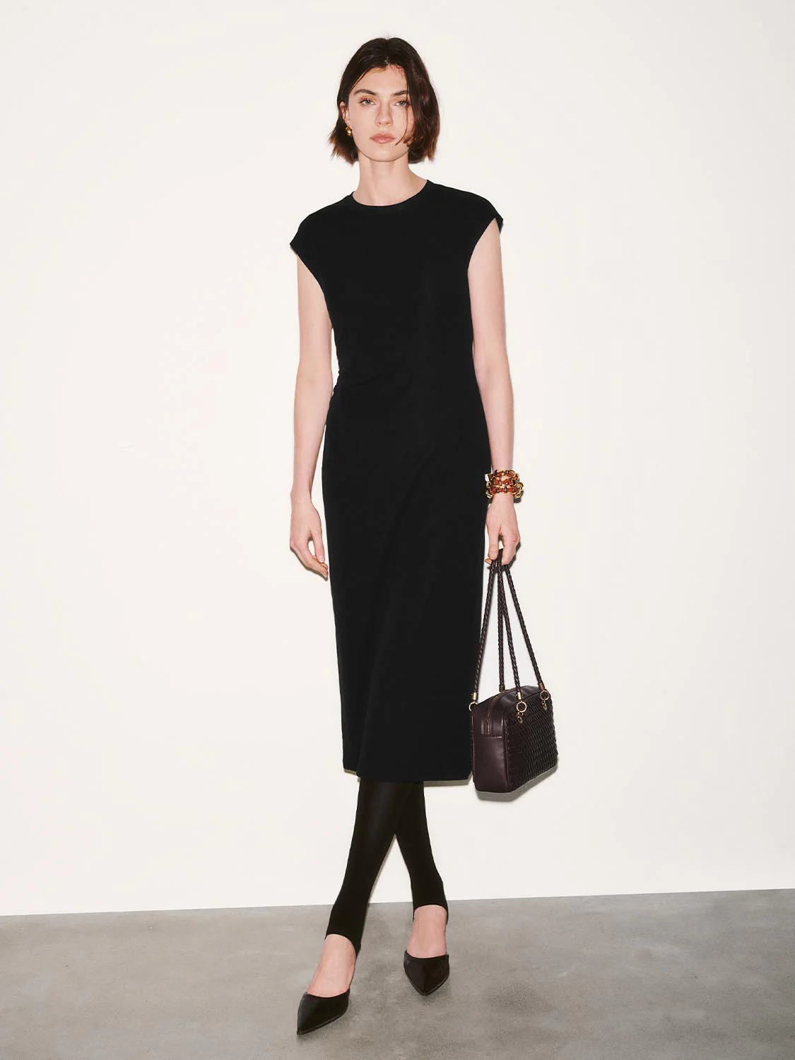 Capped Sleeve Skinny Fit Midi Dresses - Image 26