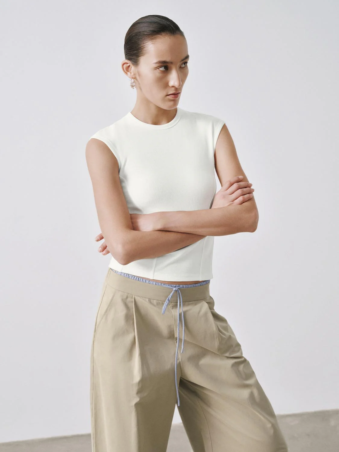 Capped Sleeve Skinny-Fit T-Shirts - Image 27