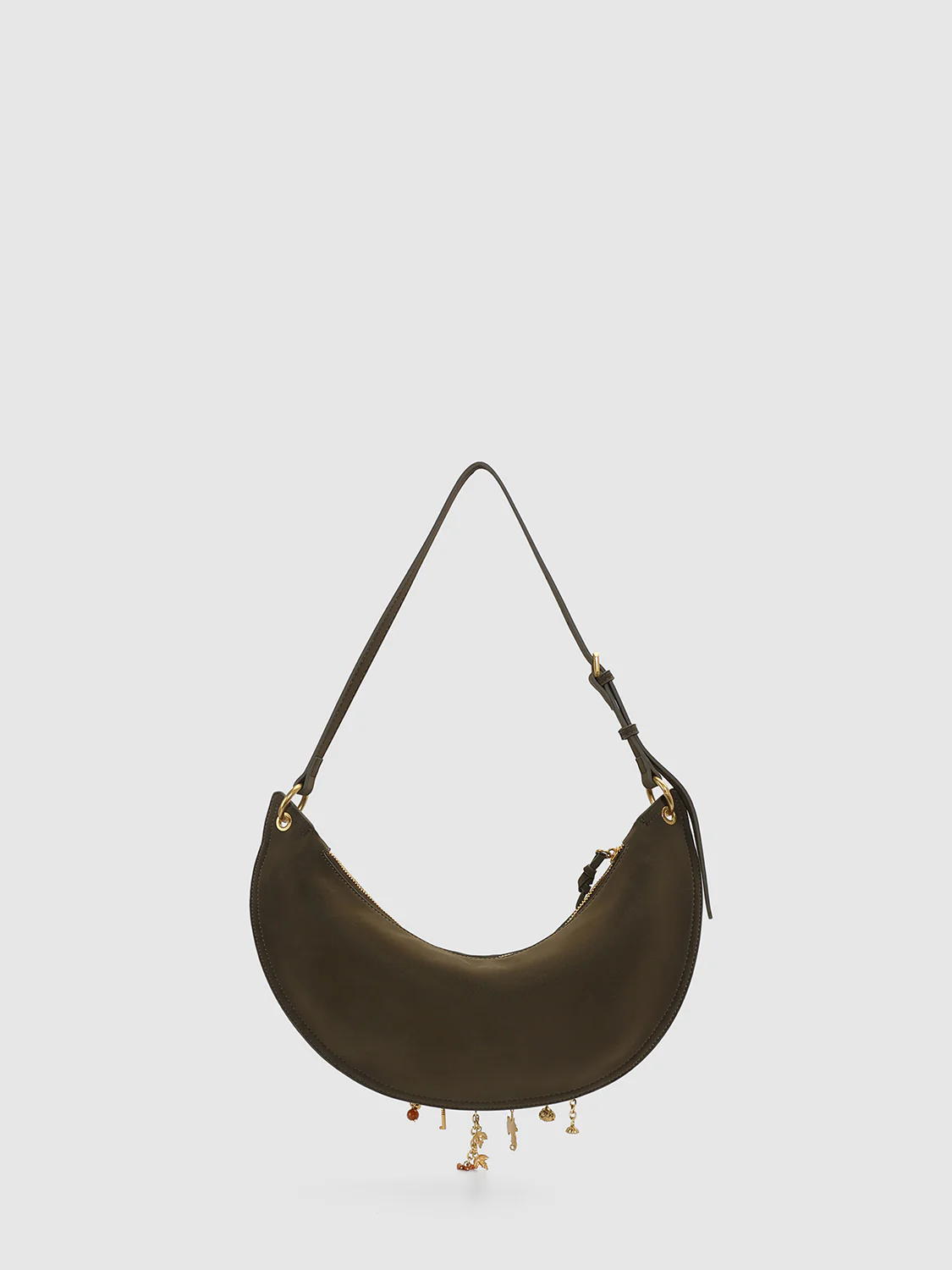 Chain Detail Faux Leather Crescent Shoulder Bags - Image 2