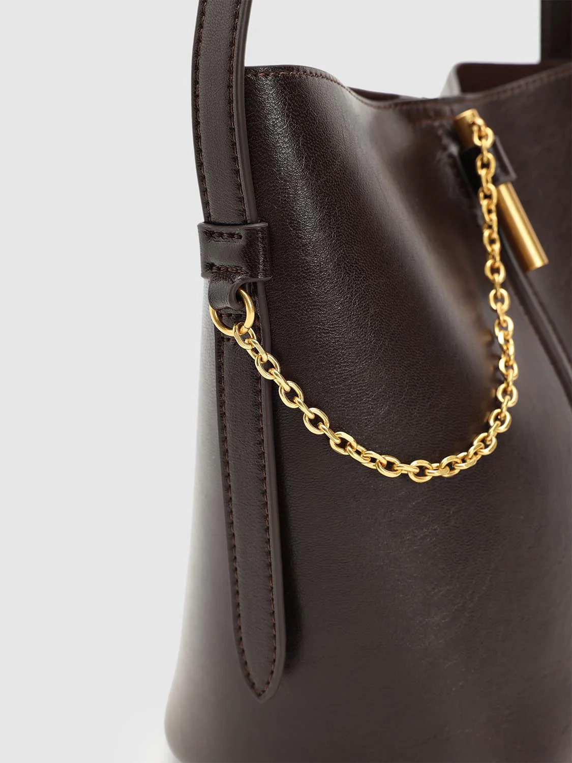 Chain Detail Faux Leather Shoulder Bucket Bags - Image 5