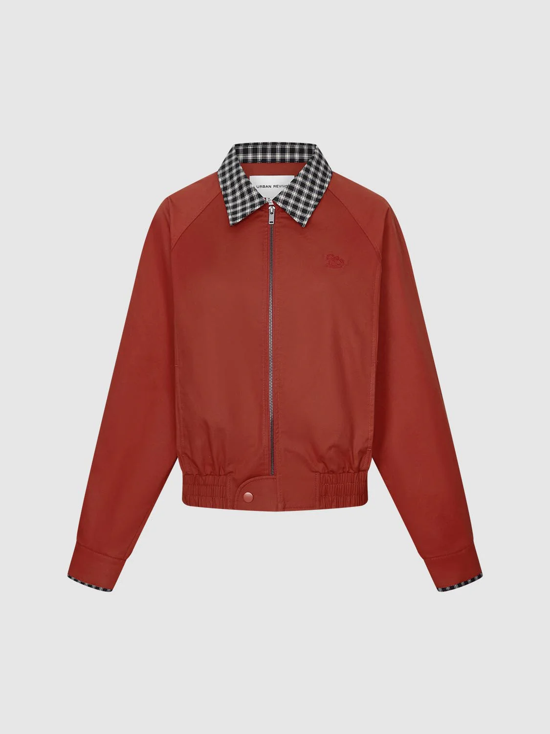 Check Contrast Collar Embroidered Bomber Jackets - Image 7