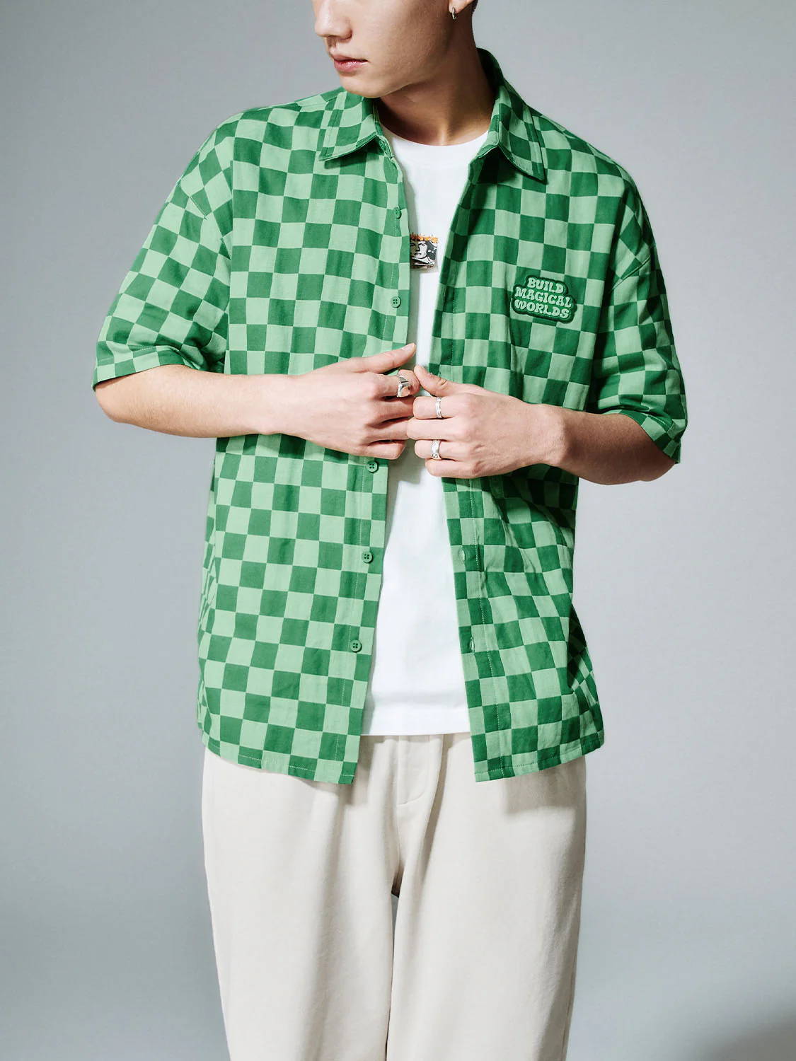 Checkered Pattern Short Sleeve Shirts