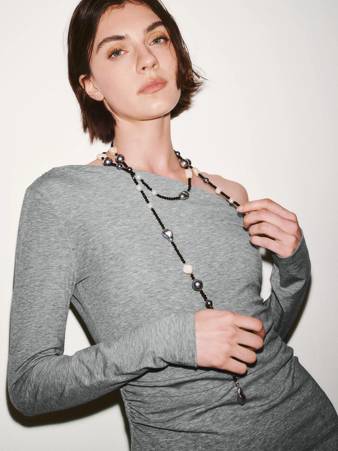 Cinched One Shoulder Long Sleeve T-Shirts - Image 11