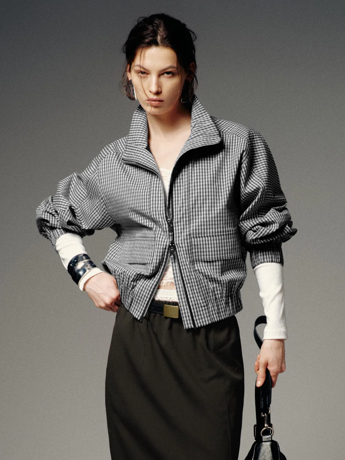 Contrast Check Bomber Jackets - Image 9
