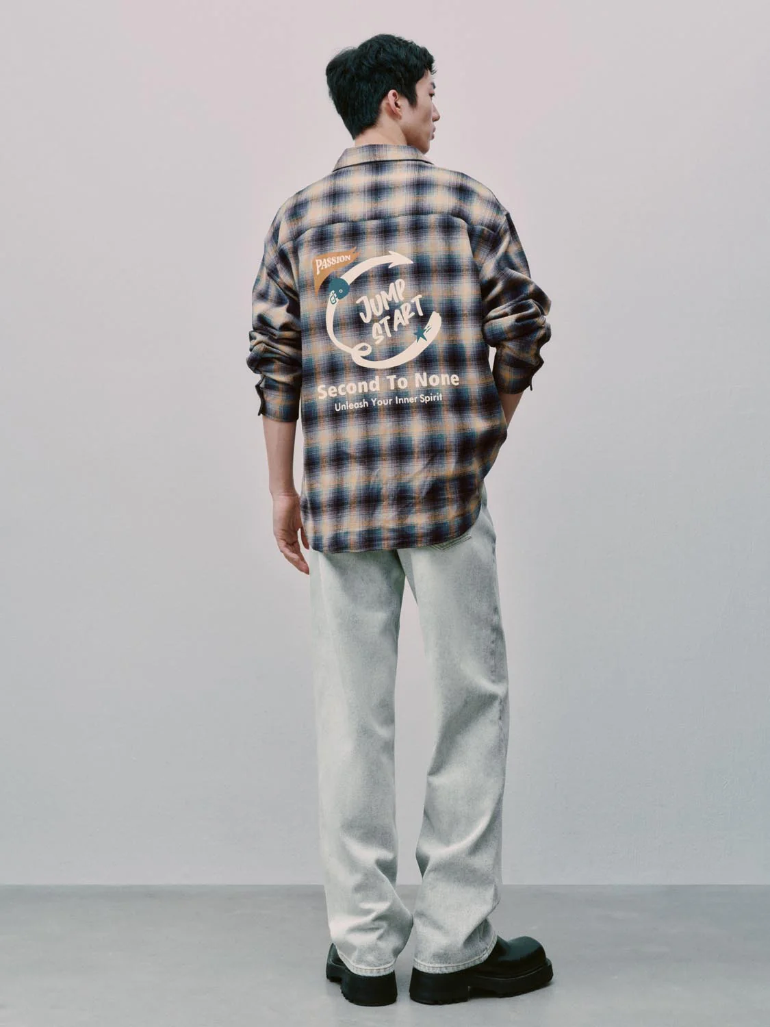 Contrast Check Loose Fit Shirts - Image 6