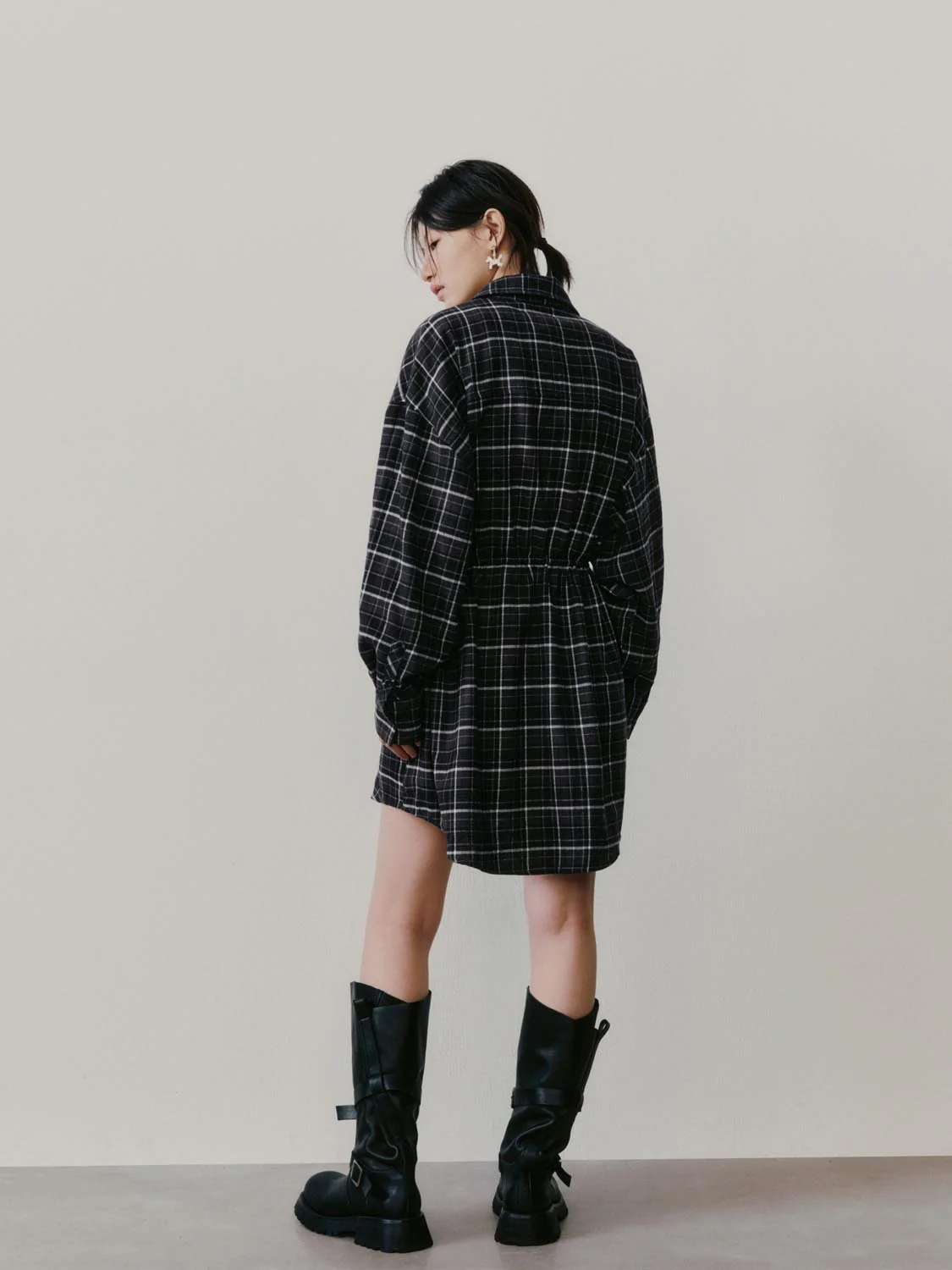 Contrast Check Straight Midi Dresses - Image 6