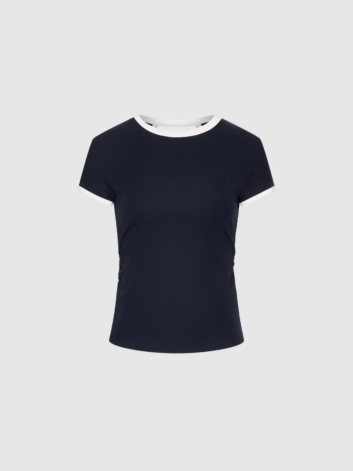 Contrast Crew Neck Nipped Waist T-Shirts - Image 7