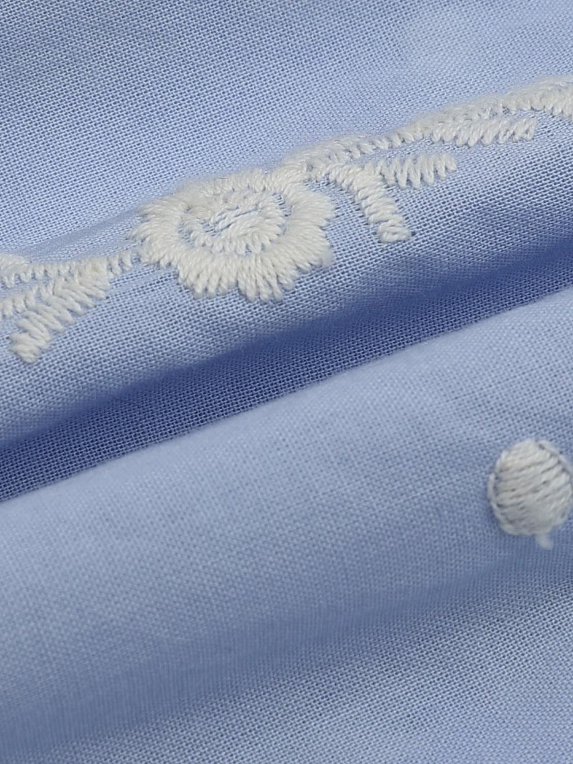 Contrast Embroidered Striped V-Neck Overhead Shirts - Image 8