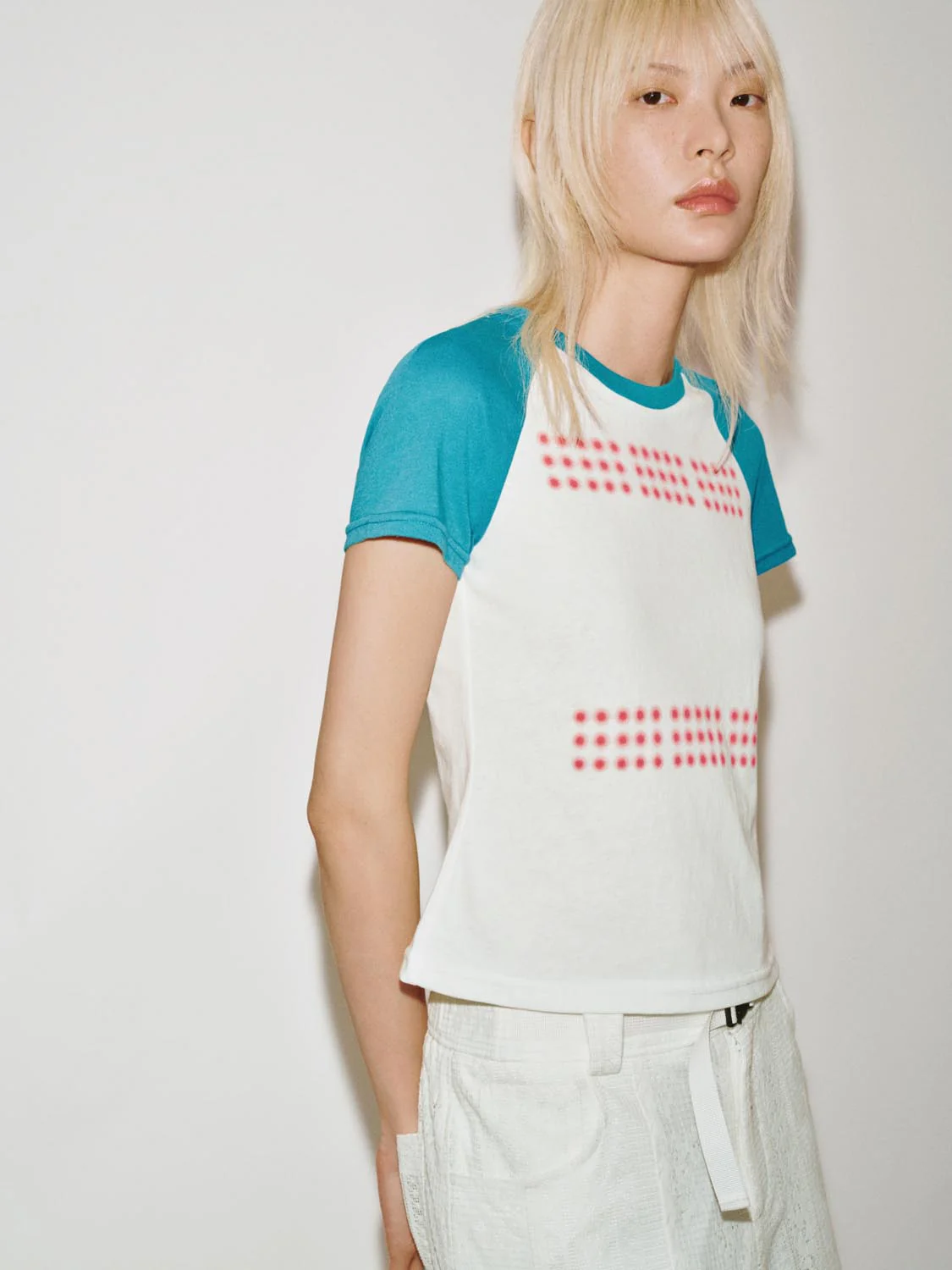 Contrast Raglan Sleeve Dot Printed T-Shirts - Image 2