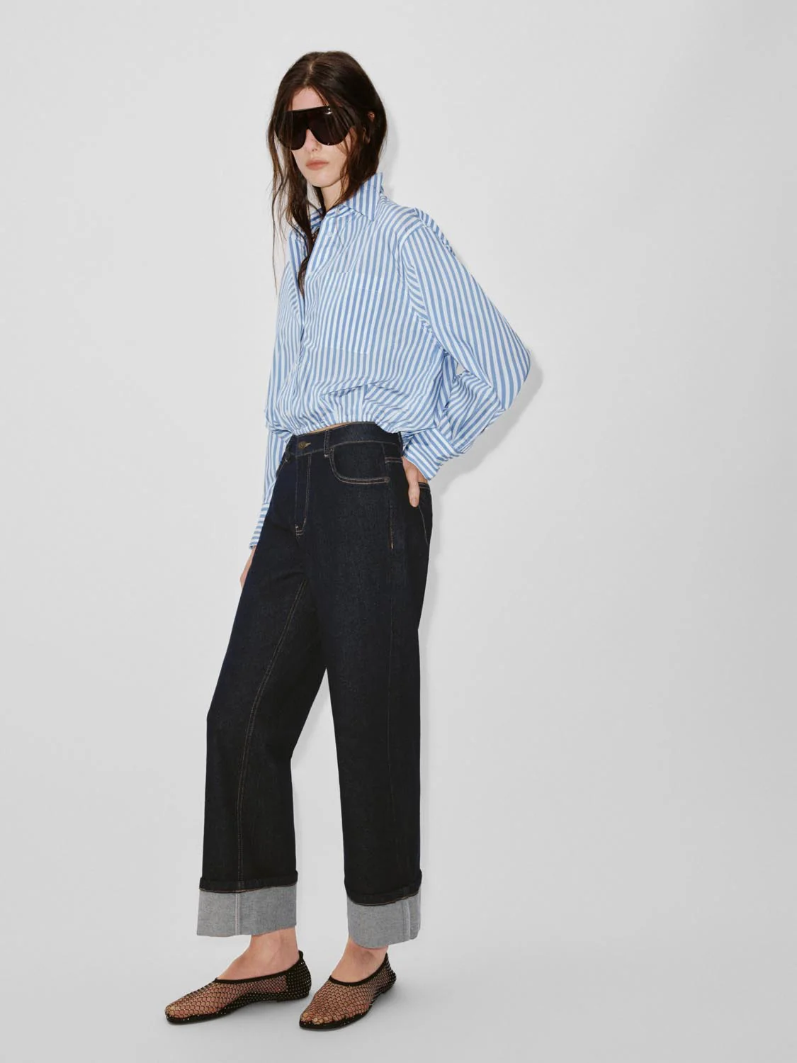 Contrast Striped Balloon Hem Overhead Shirts - Image 12