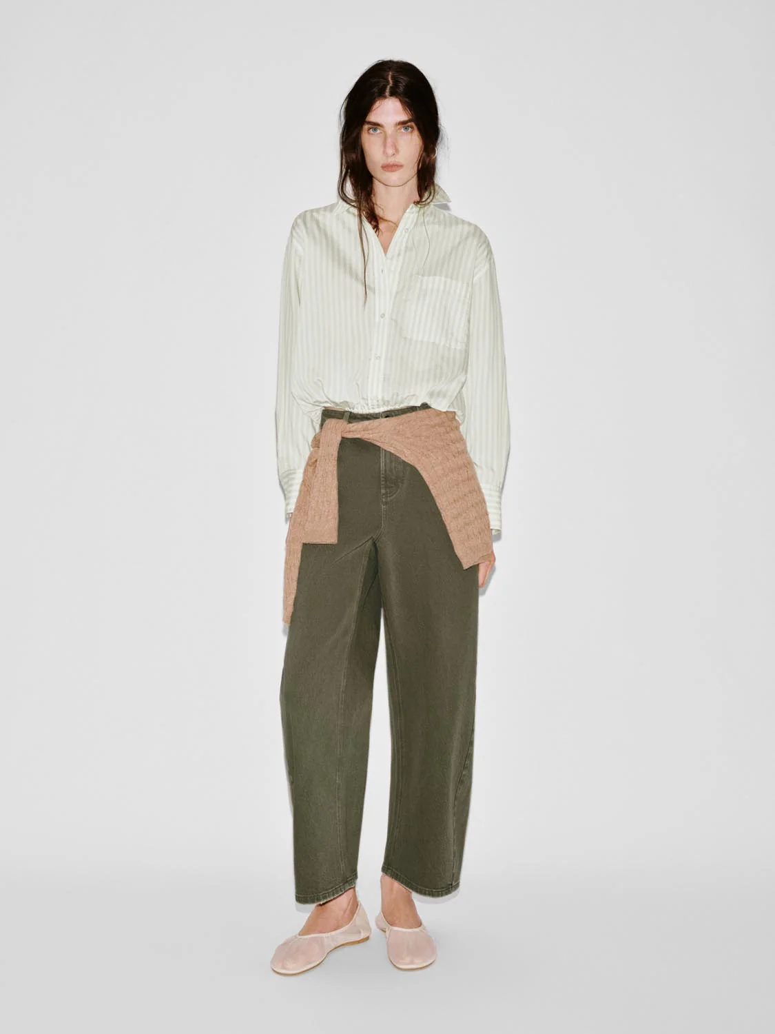 Contrast Striped Balloon Hem Overhead Shirts - Image 5
