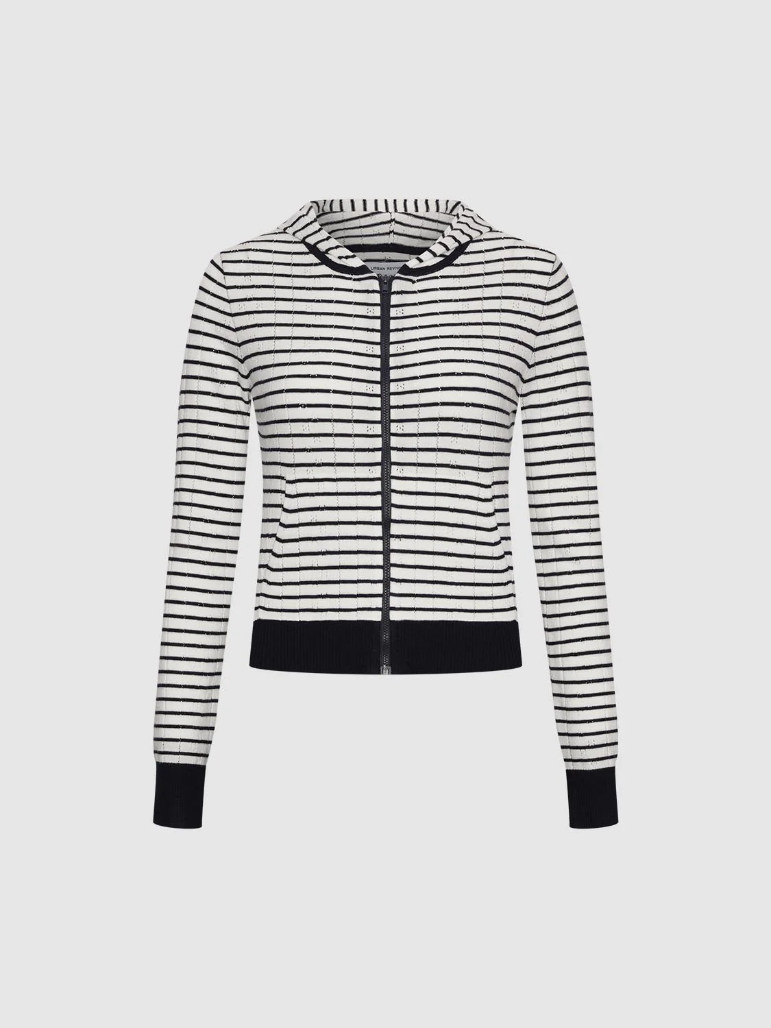 Contrast Striped Hooded Knitted Cardigans - Image 4
