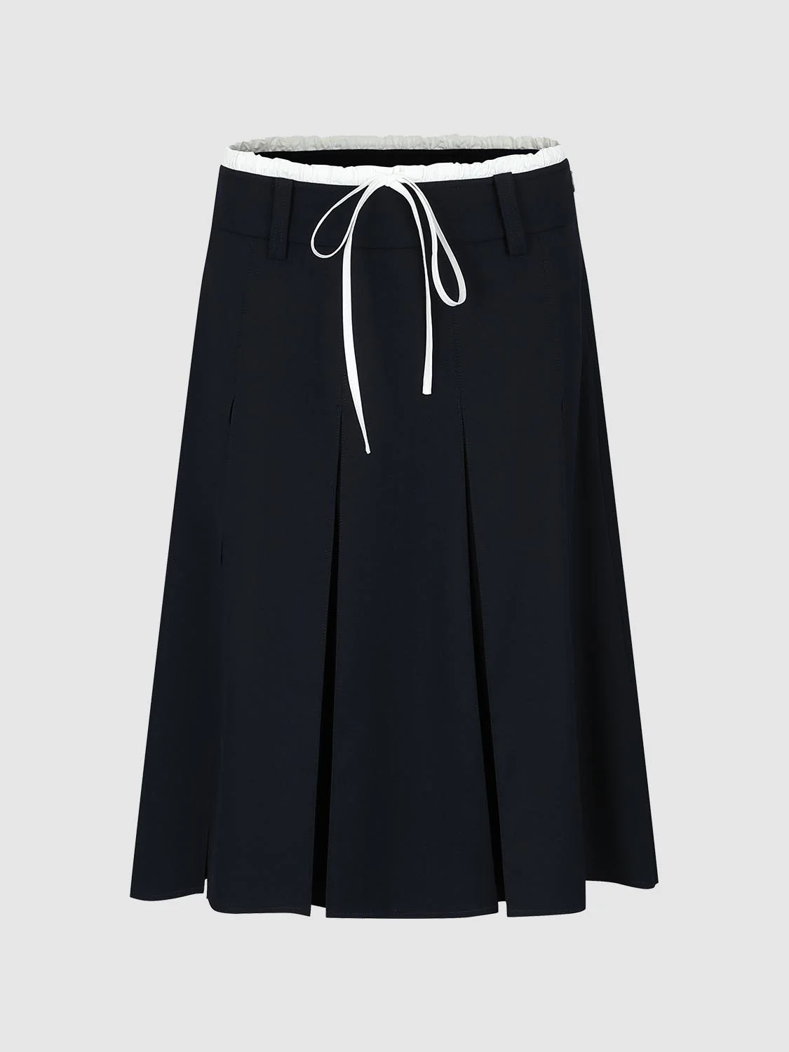 Contrast Trim Drawstring Pleated A-Line Mini Skirts - Image 10