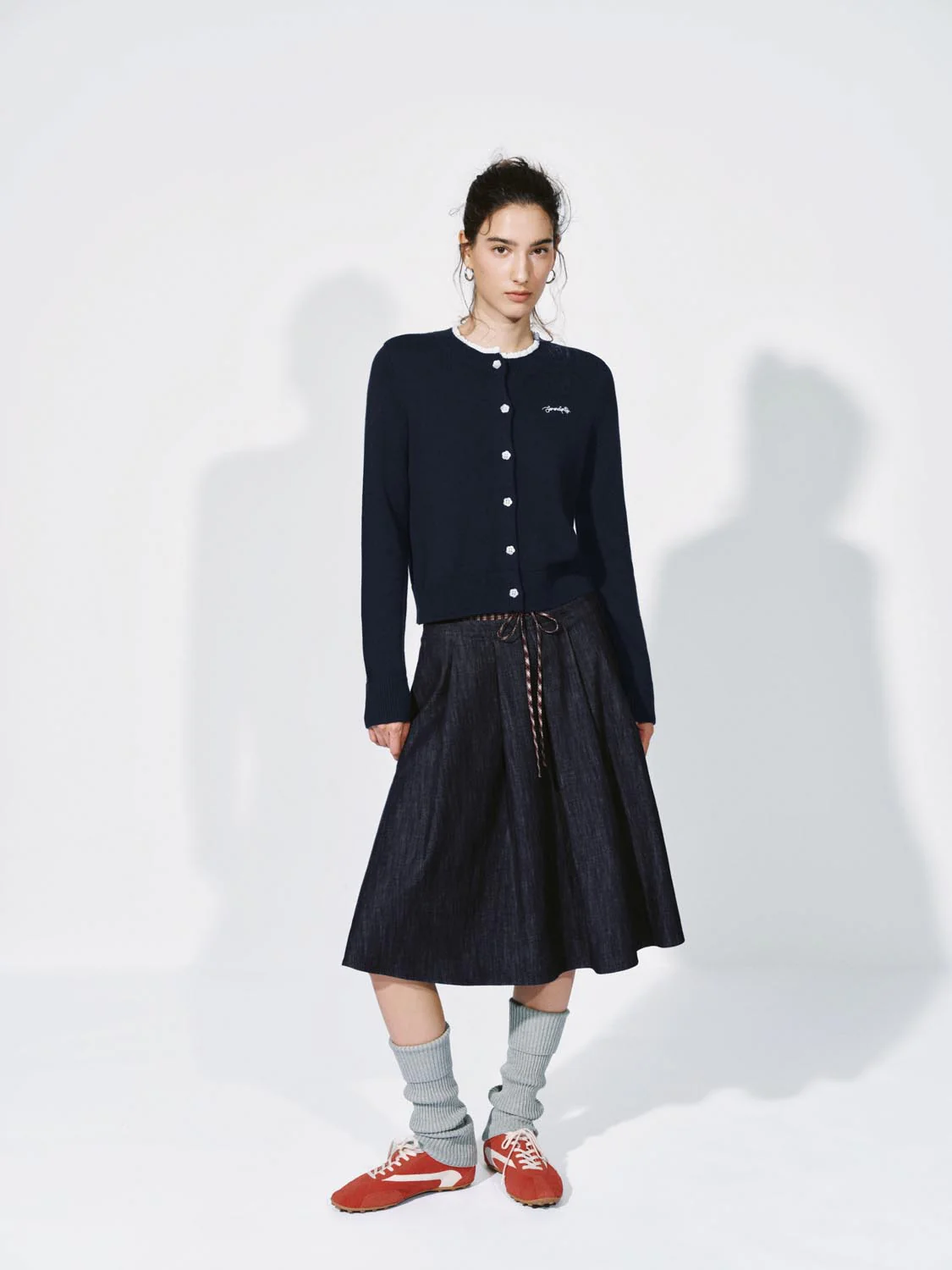 Contrast Trim Embroidered Knitted Cardigans - Image 5
